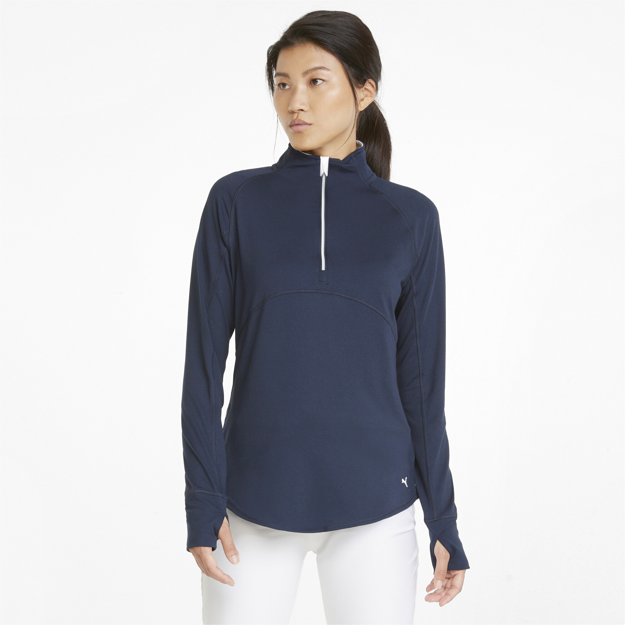 Women's Puma Gamer Quarter-Zip's Golf Pullover Top, Blue, Size XXS, Clothing