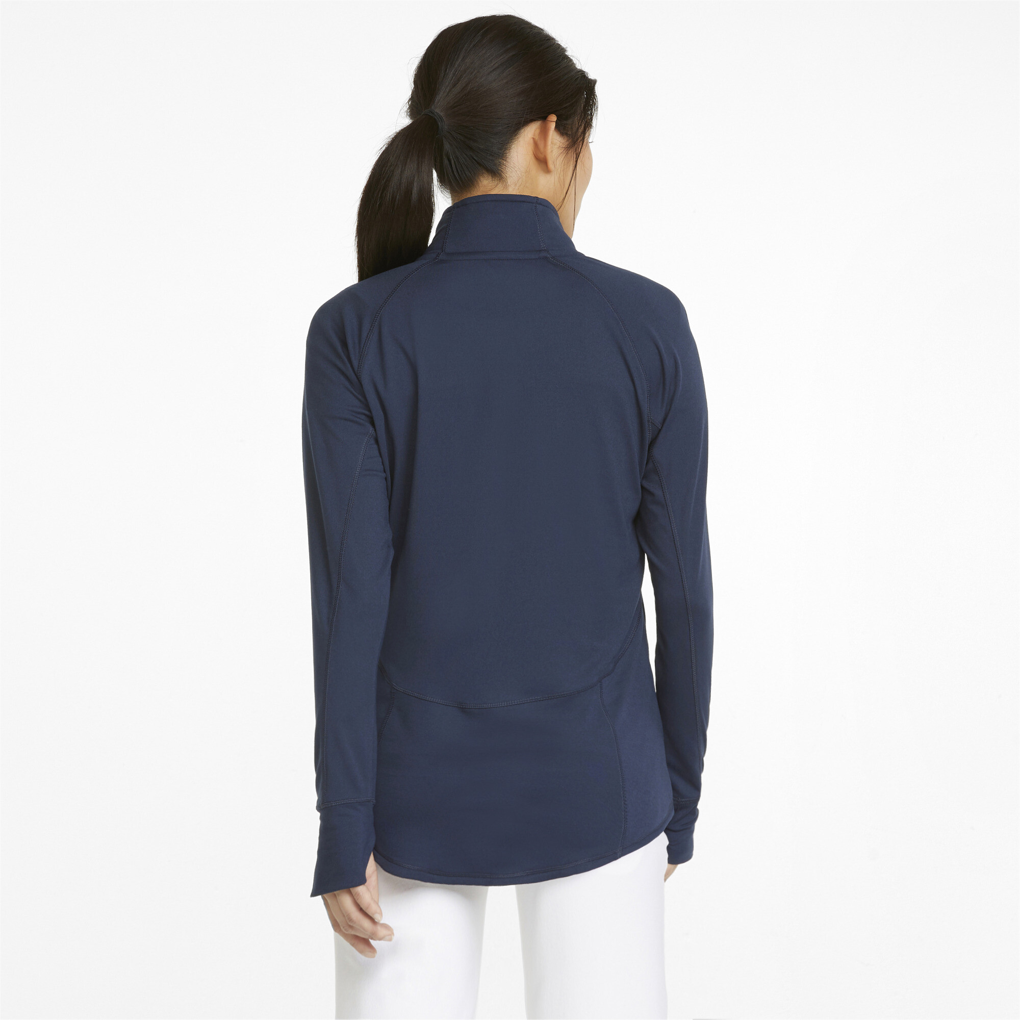 Women's Puma Gamer Quarter-Zip's Golf Pullover Top, Blue, Size XXS, Clothing