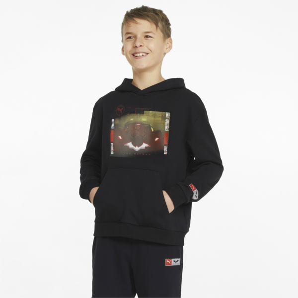 PUMA x BATMAN Graphic Youth Hoodie, Puma Black, large-ZAF