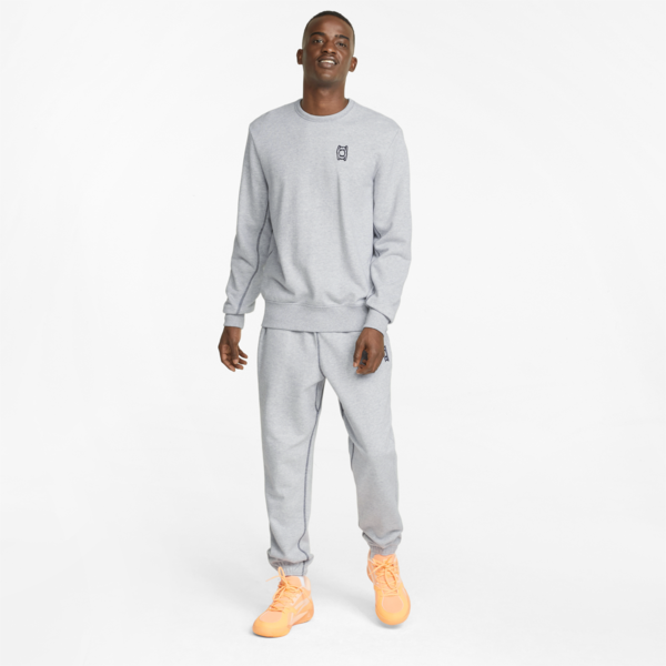 Pivot Crew EMB Basketball Pullover Men, Light Gray Heather, large-ZAF
