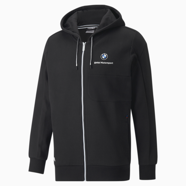 BMW M Motorsport Hooded Men's Sweat Jacket, Cotton Black, large-ZAF