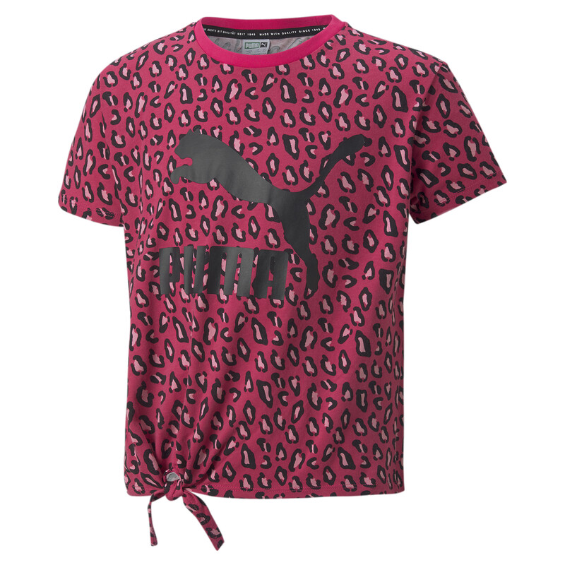 

PUMA Summer Roar Printed Knotted Girl's Relaxed Fit T-Shirt, Purple