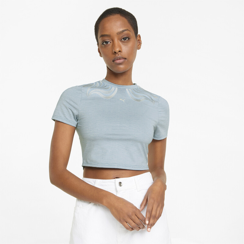 

Women's PUMA Snow Tiger Cropped Tight T-shirt, Ice flow