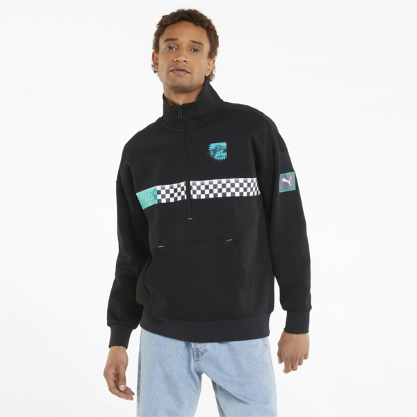 Mercedes F1 Vintage Men's Sweater, Puma Black, large-ZAF