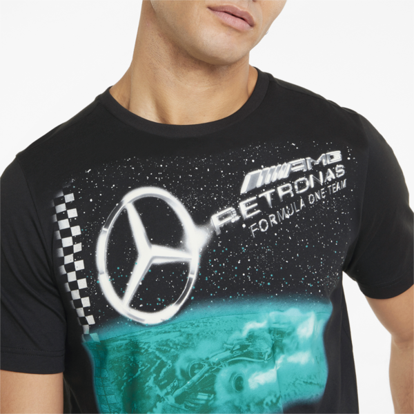 Mercedes F1 Vintage Men's Tee, Puma Black, large-ZAF