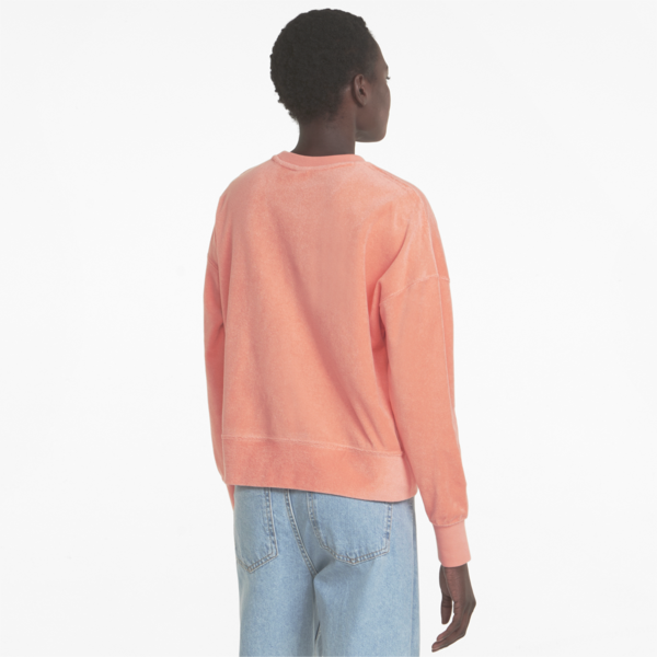 Classics Towelling Crew Neck Sweatshirt Women, Peach Pink, large-ZAF