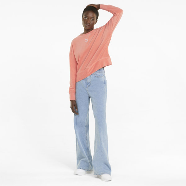 Classics Towelling Crew Neck Sweatshirt Women, Peach Pink, large-ZAF