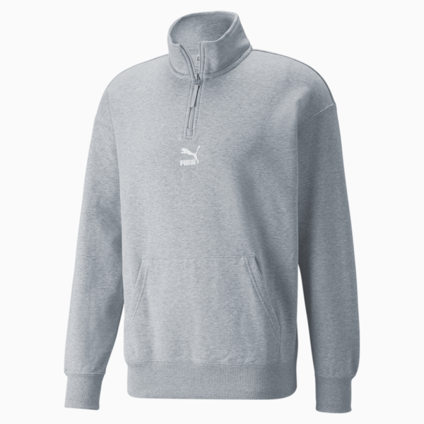 Classics Half-Zip Crew Neck Men's Training Sweater, Light Gray Heather, large-ZAF