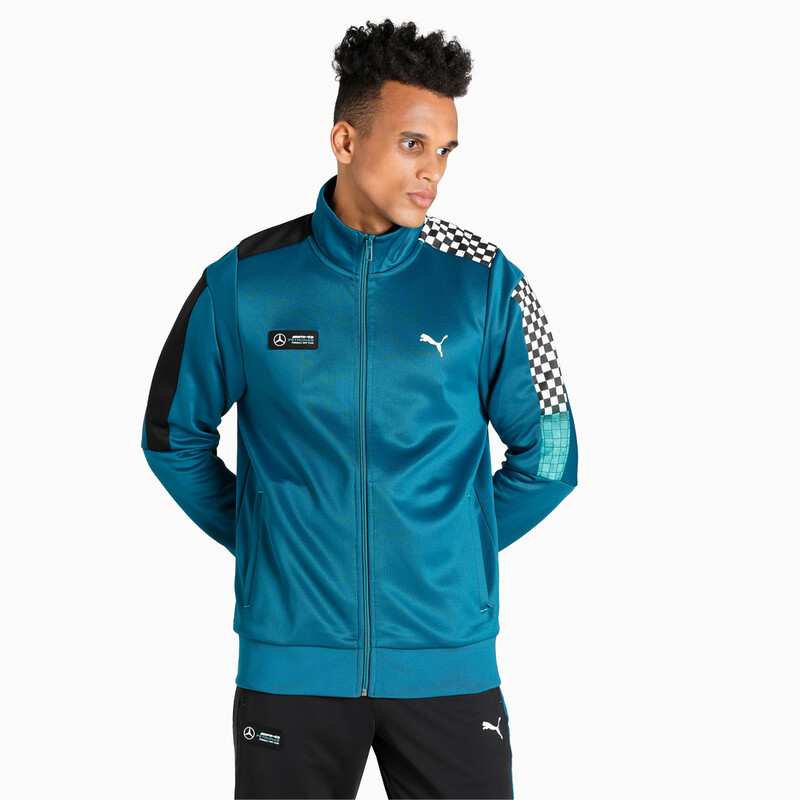 

Men's PUMA Mercedes F1 T7 Regular Fit Track Jacket, Black/coral/blue