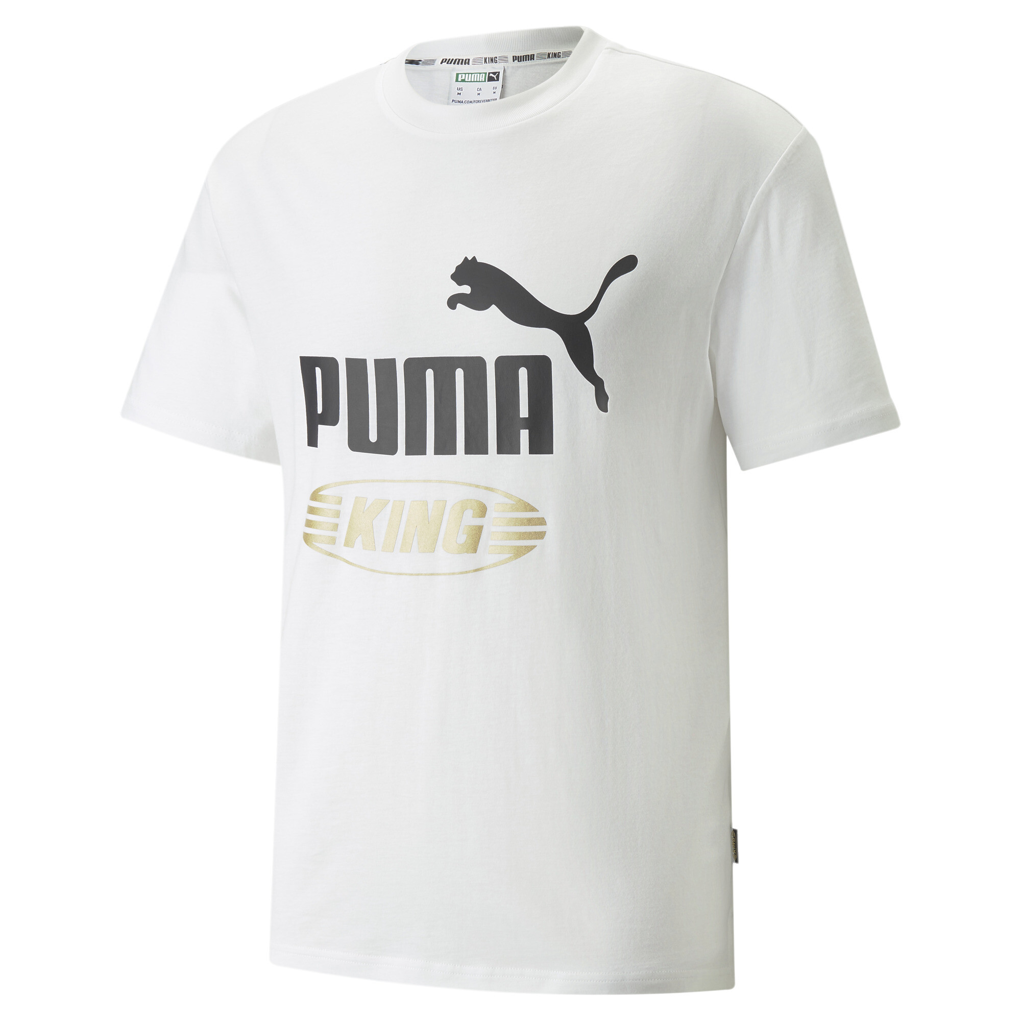 Men's PUMA King Logo T-Shirt In White, Size 2XL