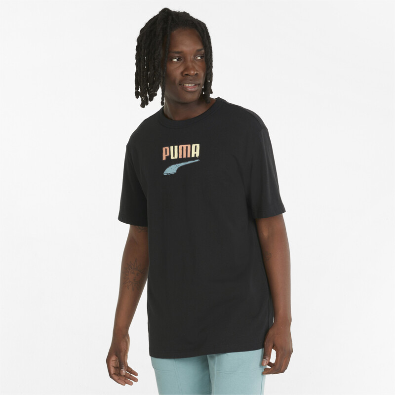 

Men's PUMA Downtown Logo Crew Neck Relaxed Fit T-Shirt, Black