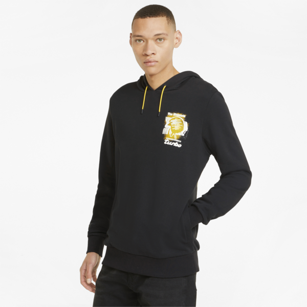 Porsche Legacy Graphic Men's Hoodie, Puma Black, large-ZAF