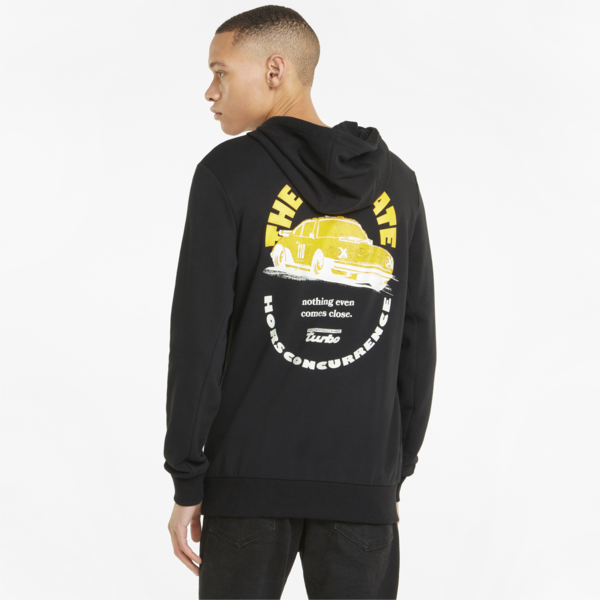 Porsche Legacy Graphic Men's Hoodie, Puma Black, large-ZAF