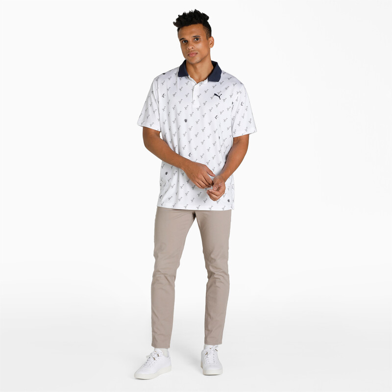 

Men's PUMA MATTR Egrets Golf Polo, White/gold
