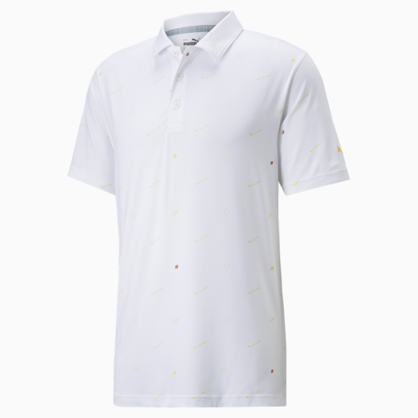 CLOUDSPUN Love Men's Golf Polo Shirt, Bright White-Mustard Seed, large-ZAF