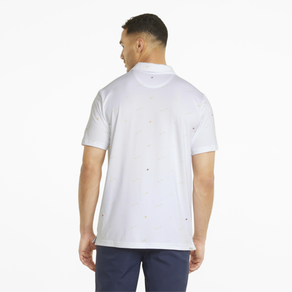 CLOUDSPUN Love Men's Golf Polo Shirt, Bright White-Mustard Seed, large-ZAF
