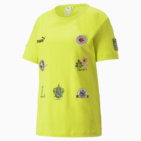 PUMA x LIBERTY Badge Women's Tee, Sulphur Spring, large-ZAF