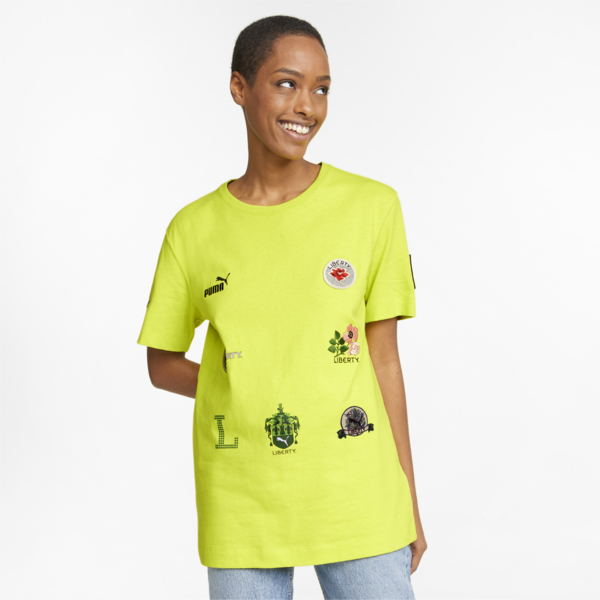 PUMA x LIBERTY Badge Women's Tee, Sulphur Spring, large-ZAF