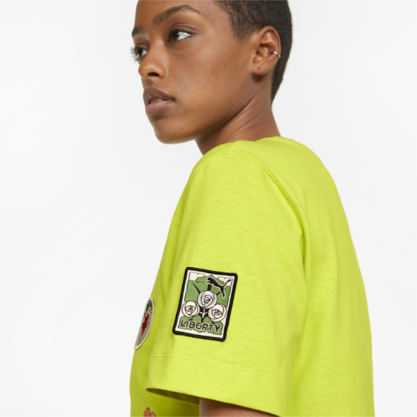 PUMA x LIBERTY Badge Women's Tee, Sulphur Spring, large-ZAF