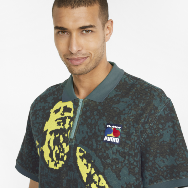 PUMA x BUTTER GOODS Men's Polo Shirt, Mineral Blue--AOP, large-ZAF