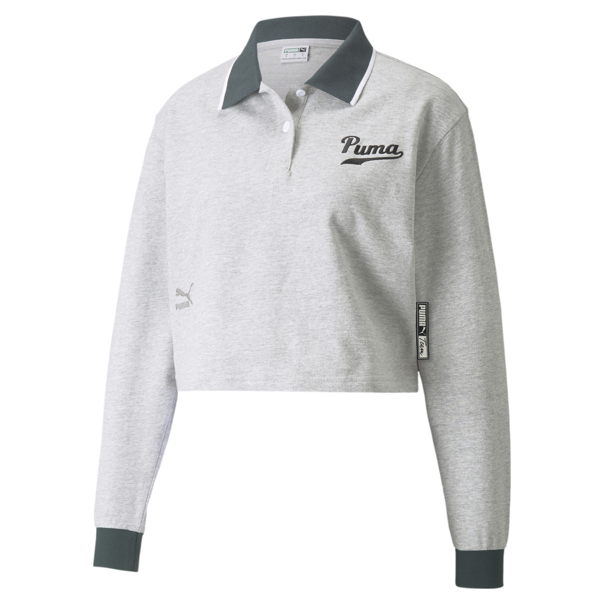 【プーマ公式通販】 プーマ PUMA TEAM 長袖 クロップド ポロシャツ ウィメンズ ウィメンズ Light Gray Heather ｜PUMA.com