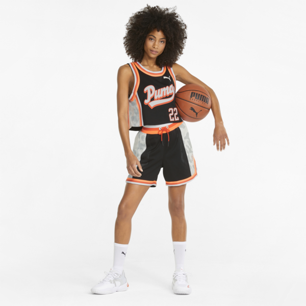 Swish Maker Printed Women's Basketball Shorts, Puma Black, large-ZAF