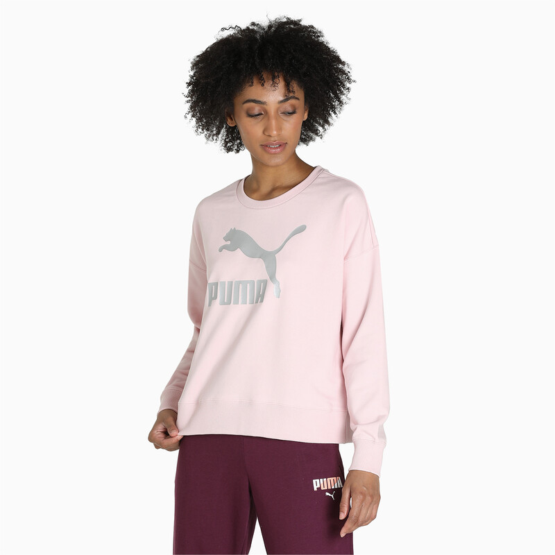 

Women's PUMA Classics Logo Crew Neck Sweater, Pink/silver
