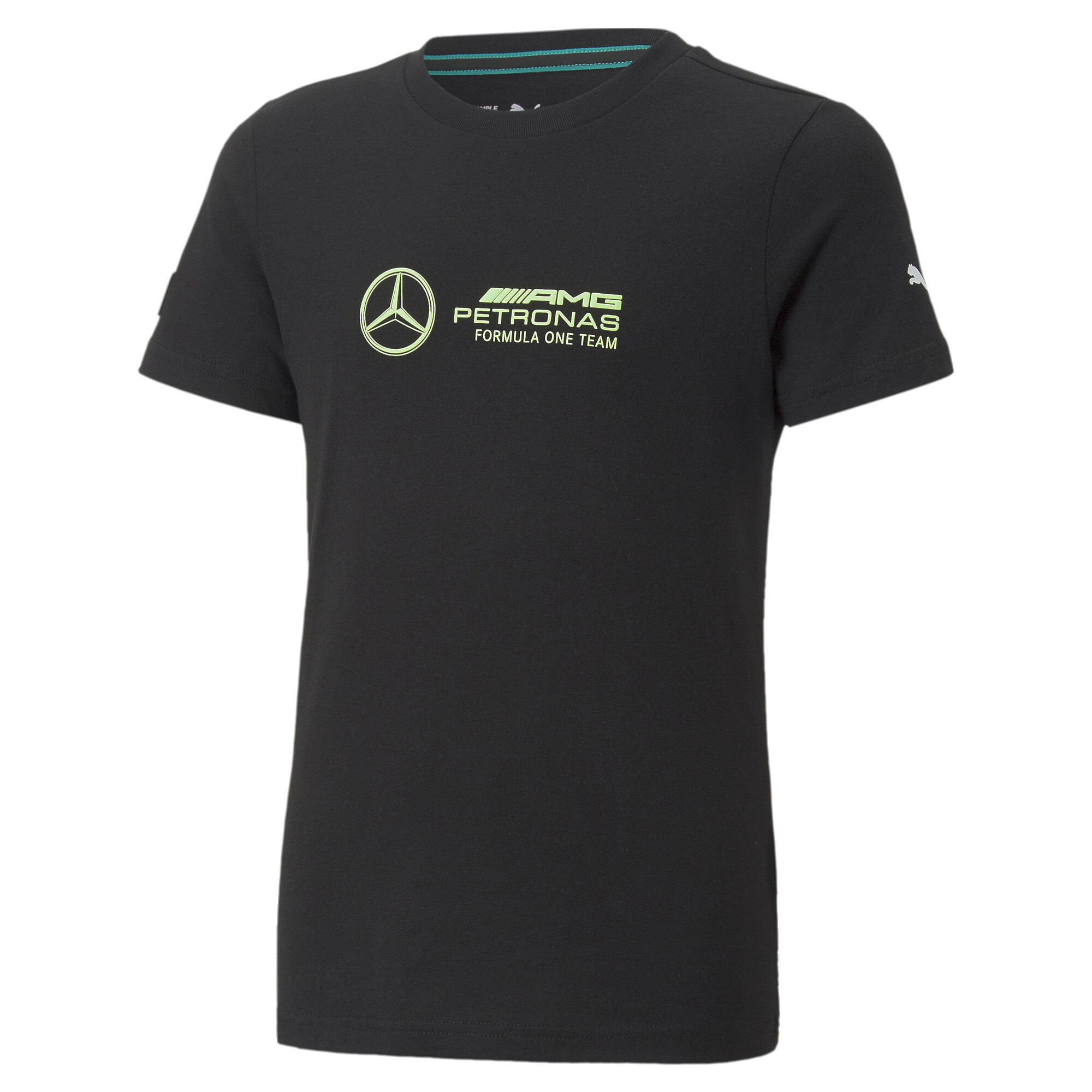 Puma Mercedes-AMG Petronas Motorsport Formel 1-Logo T-Shirt Teenager Für Für Kinder | Mit Plain | Black | Größe: 13-14Y