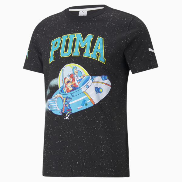 PUMA x RICK AND MORTY Short Sleeve Men's Basketball Tee, Puma Black, large-ZAF