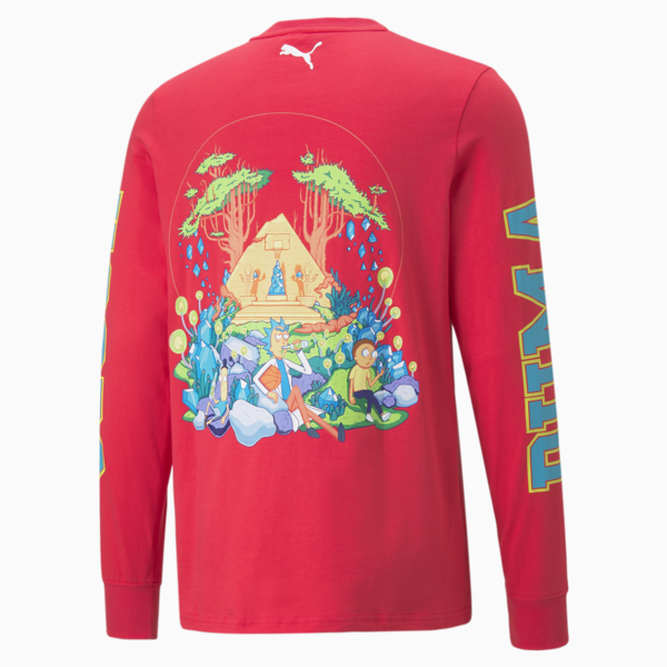 PUMA x RICK AND MORTY Long Sleeve Men's Basketball Tee, Nrgy Rose, large-ZAF