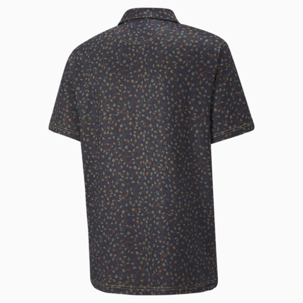 Mattr Fancy Plants Golf Polo Shirt Men, Navy Blazer-Warm Chestnut, large-ZAF