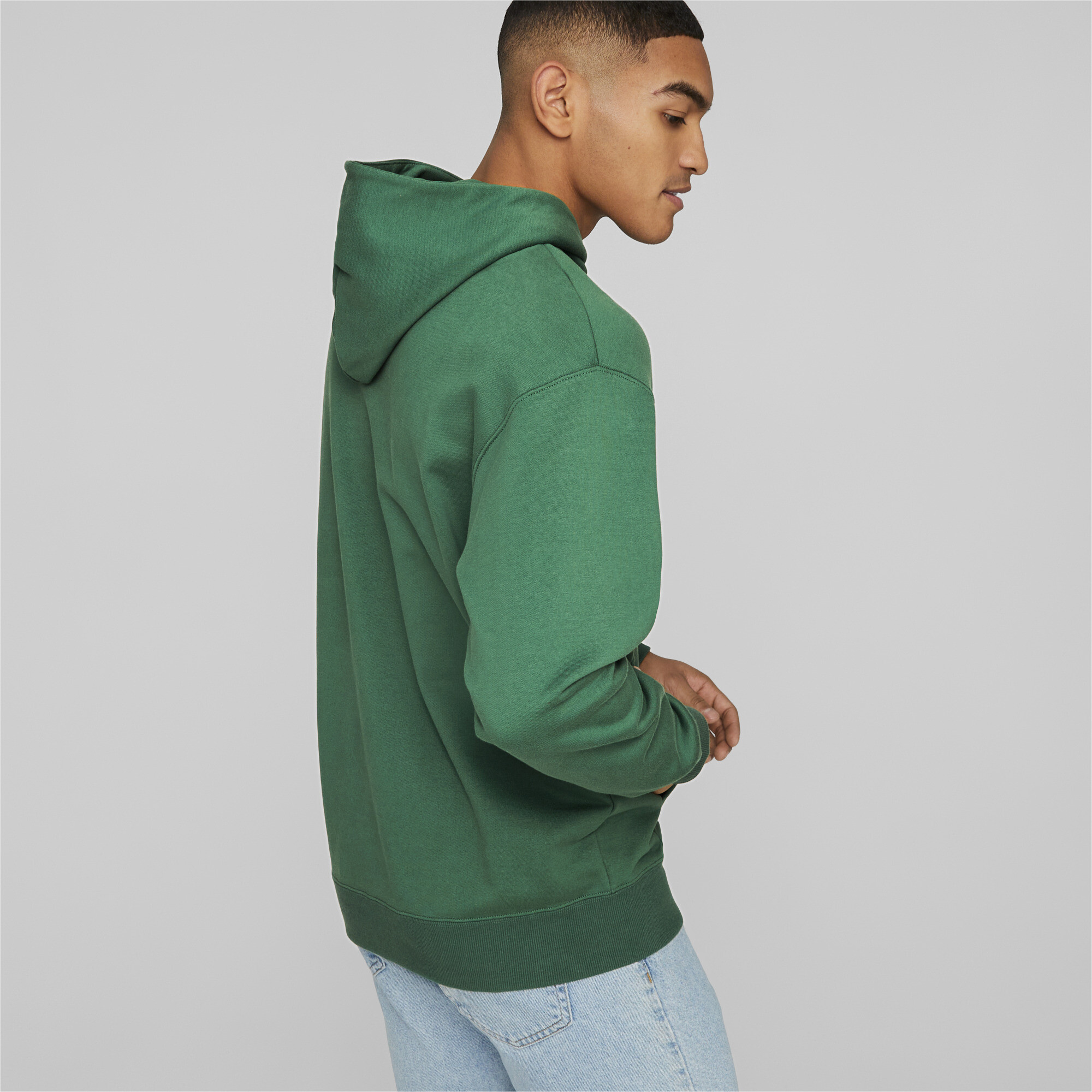 Men's PUMA Classics Relaxed Hoodie Men In Green, Size Large, Cotton