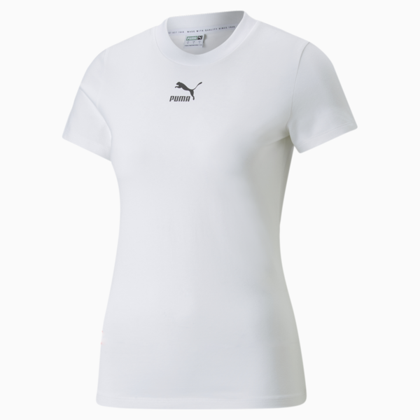 Playera estrecha para mujer Classics, Puma White, large-MEX