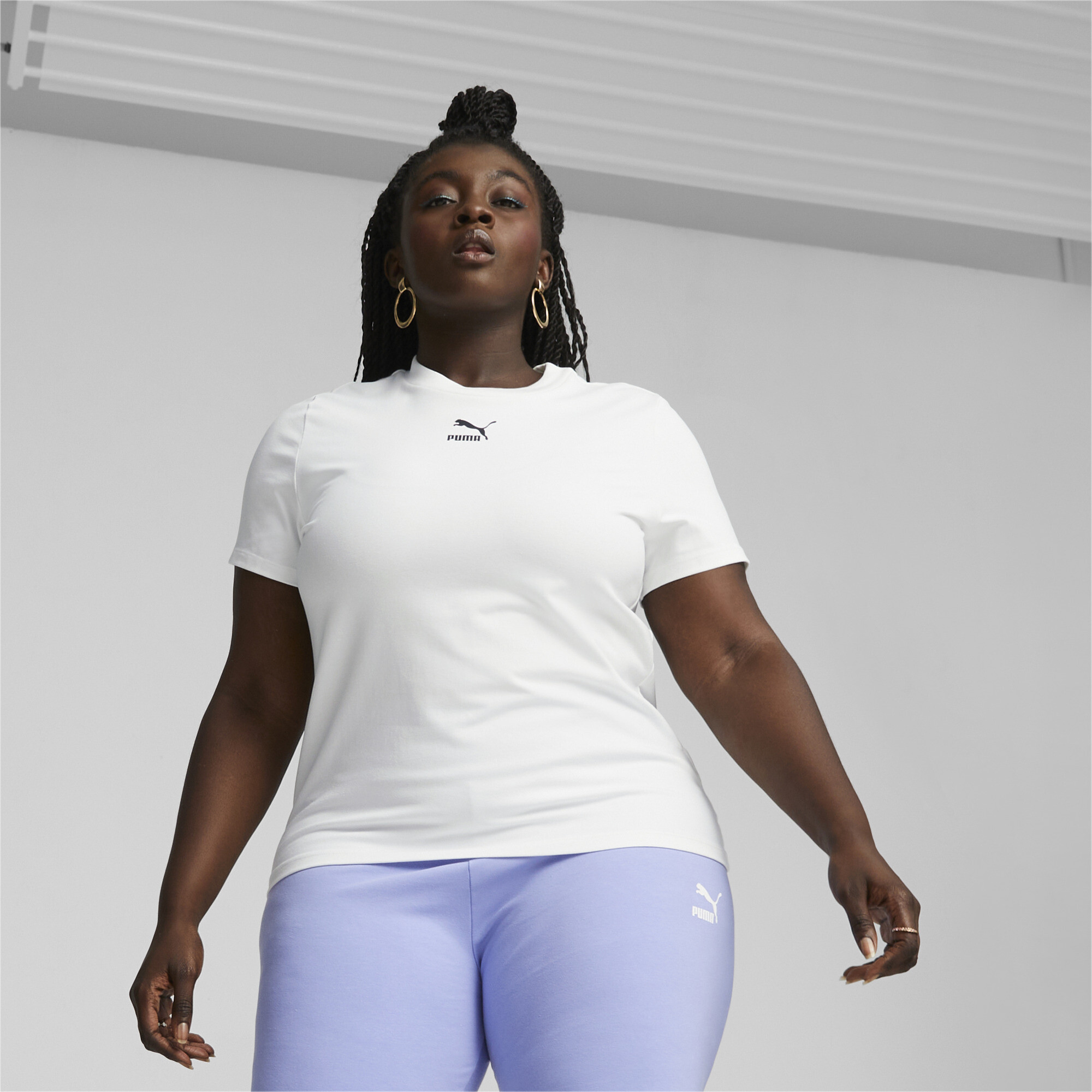 Women's PUMA Classics Slim T-Shirt Women In White, Size XL