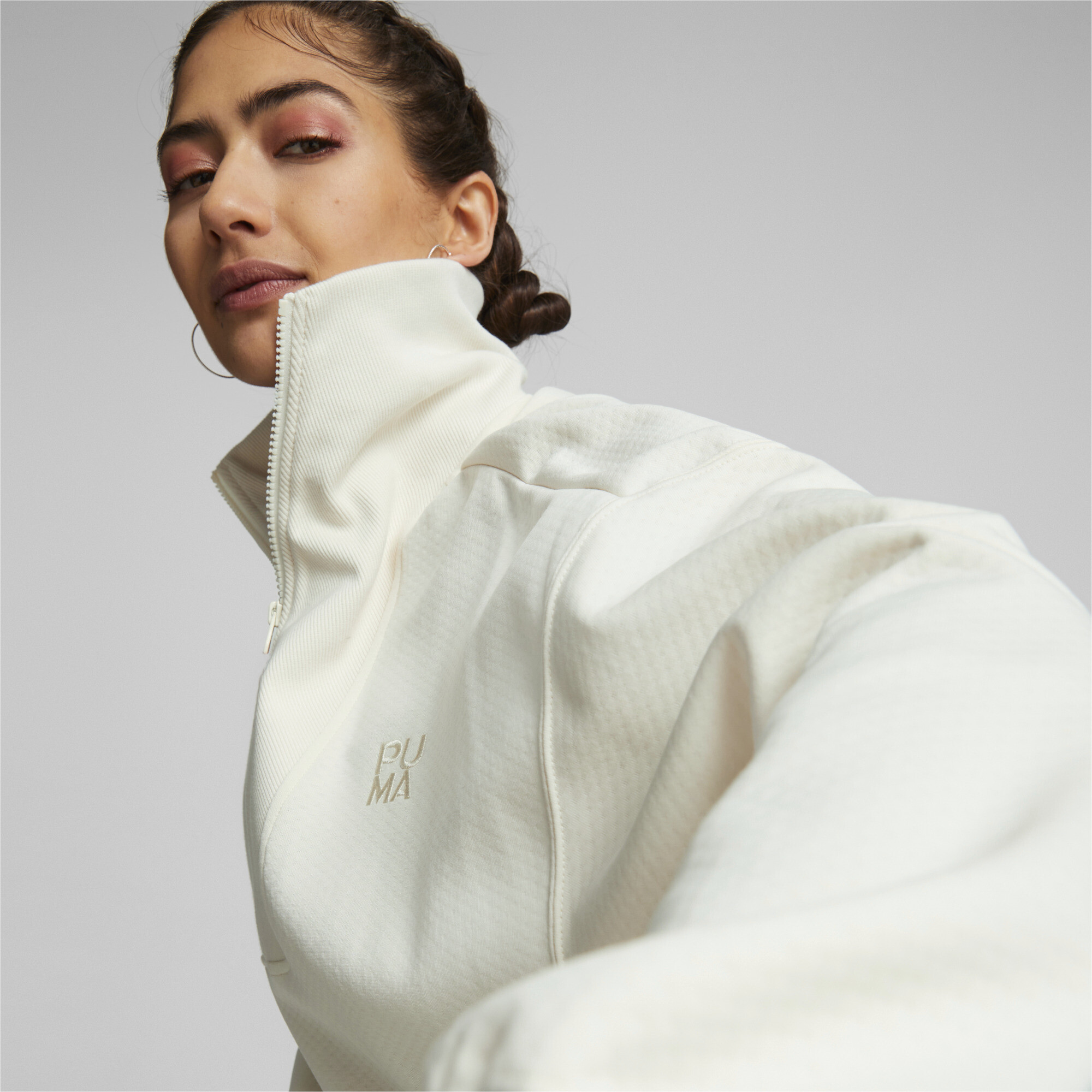 Women's PUMA Infuse Half-Zip Sweatshirt Women In White, Size Medium