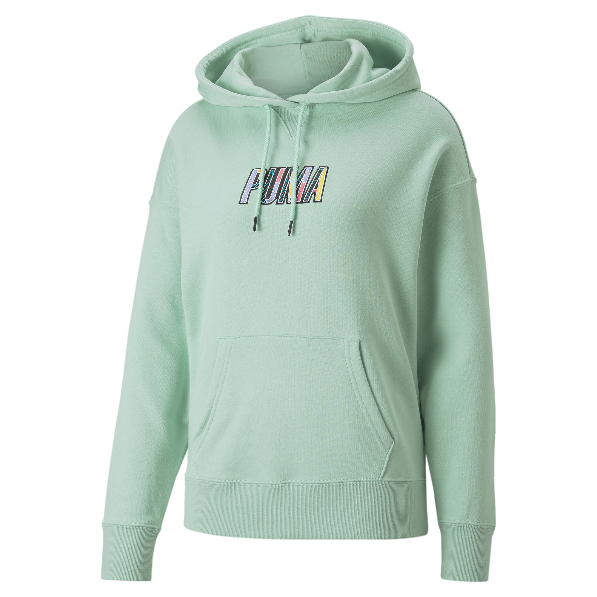 Women's PUMA SWxP Graphic Hoodie Women In Green, Size Small