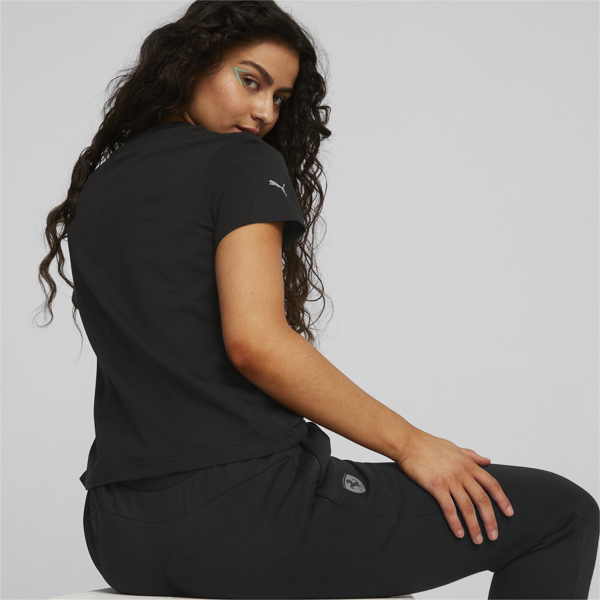 Women's Puma Scuderia Ferrari Style T-Shirt, Black, Size XL, Clothing