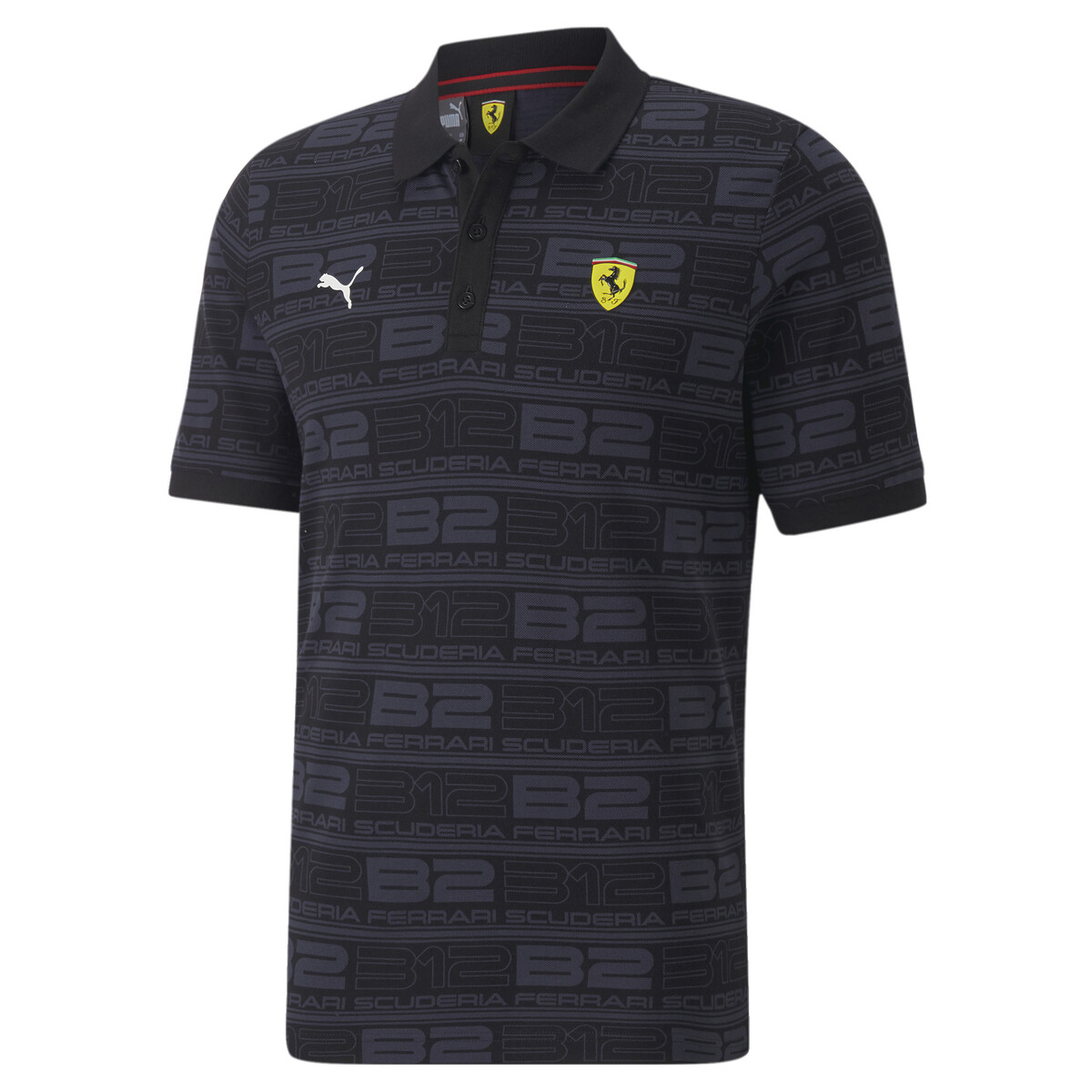 Scuderia Ferrari Race Graphic Printed Motorsport Polo Shirt Men in Black by PUMA, XS