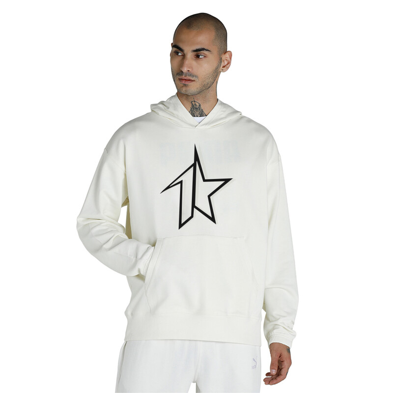 Men's PUMA Graphic Print Relaxed Fit Hoodie, Ivory glow