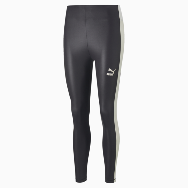 T7 Shiny High Waist Leggings Women, Puma Black-Pristine, large-ZAF