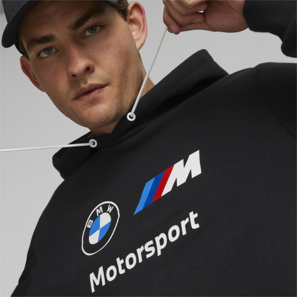 Puma Bmw M Motorsport Essentials Men's Fleece Hoodie In Black