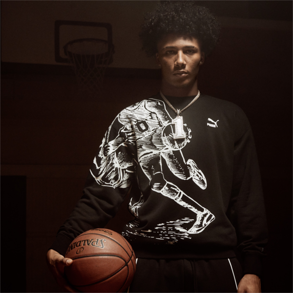 PUMA x Joshua Vides Men's Crewneck, Puma Black, large-ZAF