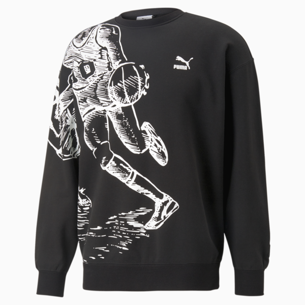 PUMA x Joshua Vides Men's Crewneck, Puma Black, large-ZAF