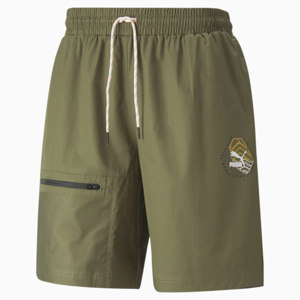 Hill Camp Twill Shorts Men, Dark Green Moss, large-ZAF