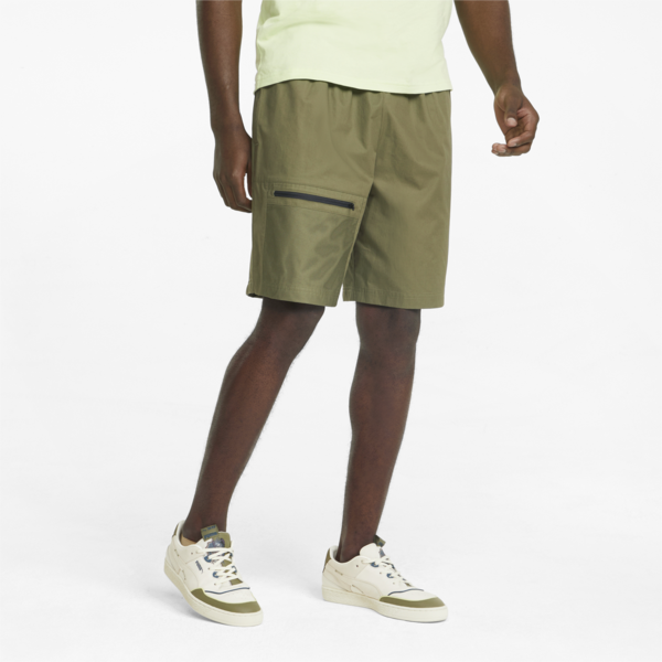 Hill Camp Twill Shorts Men, Dark Green Moss, large-ZAF