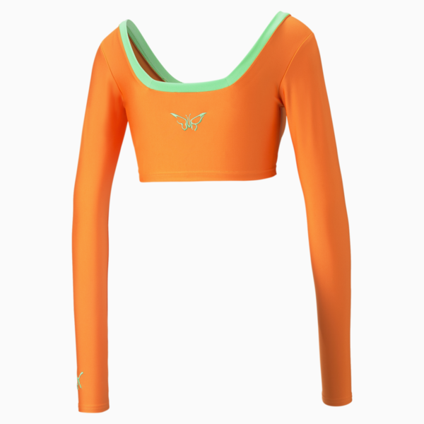 PUMA x DUA LIPA Long Sleeve Crop Tee Women, Carrot, large-ZAF