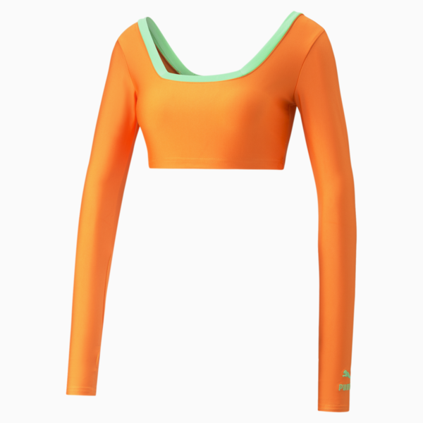 PUMA x DUA LIPA Long Sleeve Crop Tee Women, Carrot, large-ZAF
