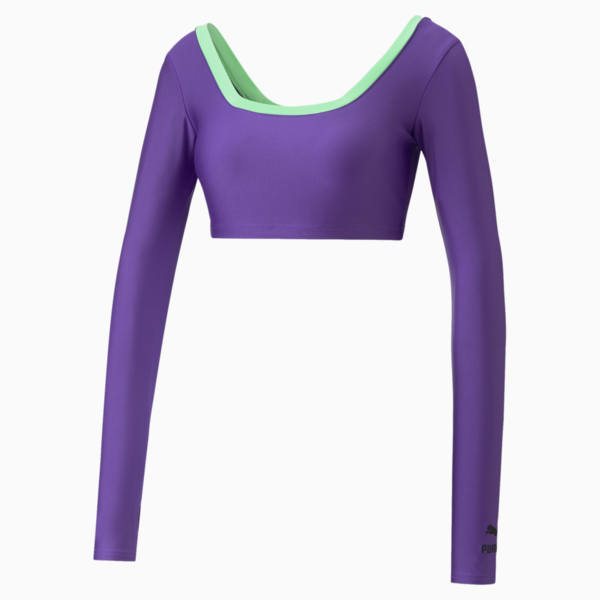 PUMA x DUA LIPA Long Sleeve Crop Tee Women, ROYAL PURPLE, large-ZAF