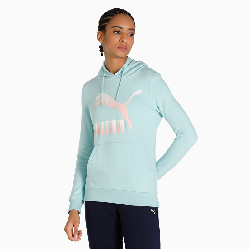 

Women's PUMA Classics Logo Regular Fit Hoodie, Black/blue