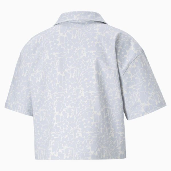 Summer Resort Twill Short Sleeve Women's Shirt, Arctic Ice-AOP, large-ZAF